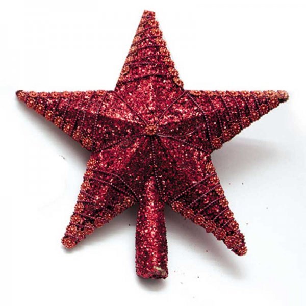 Χριστουγεννιάτικη Κορυφή Δέντρου Κόκκινο Αστέρι, με Αλυσίδα (25cm)